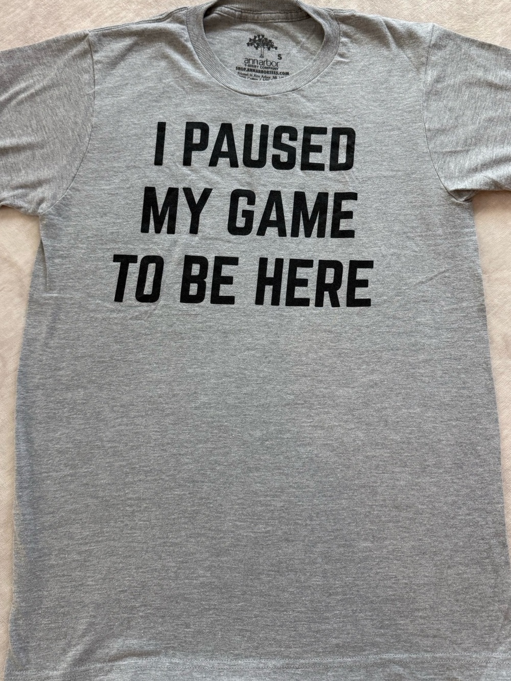 Gray 'I Paused My Game To Be Here' Graphic Tee